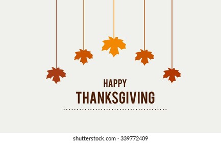 Happy Thanksgiving Day Typographic Poster Design Template. Thank You Greeting Card Template. Background Full Of Branches And Hanging Maple Leaves. 
Happy Thanksgiving Banner. Badge Vector Illustration