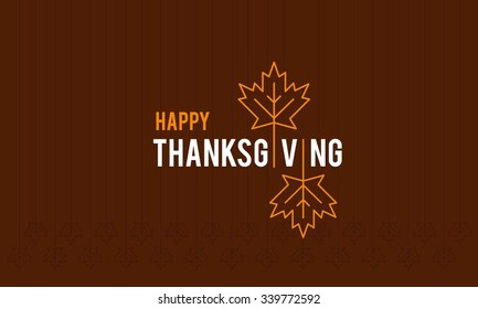 Happy Thanksgiving Day Typographic Poster Design Template. Thank You Greeting Card Template. Background Full Of Branches And Hanging Maple Leaves. 
Happy Thanksgiving Banner. Badge Vector Illustration