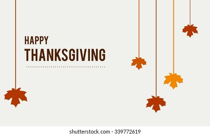 Happy Thanksgiving Day Typographic Poster Design Template. Thank You Greeting Card Template. Background Full Of Branches And Hanging Maple Leaves. 
Happy Thanksgiving Banner. Badge Vector Illustration