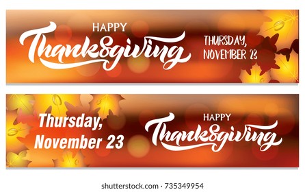 Happy Thanksgiving Day typography vector design for the banner. Two Thanksgiving banners.