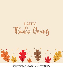Happy thanksgiving day vector with autumn leaves. Thanks giving day vector.