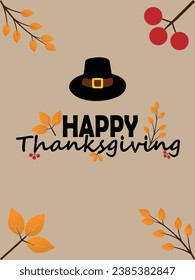 Happy thanksgiving day. Vector banner, greeting card with text Happy thanksgiving day