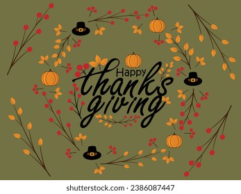 Happy thanksgiving day. Vector banner, greeting card with text Happy thanksgiving day