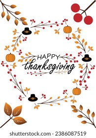 Happy thanksgiving day. Vector banner, greeting card with text Happy thanksgiving day