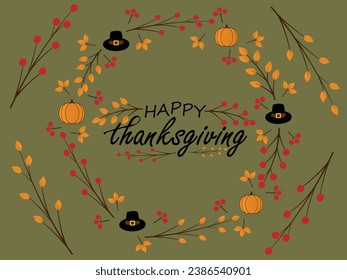 Happy thanksgiving day. Vector banner, greeting card with text Happy thanksgiving day