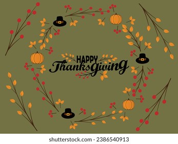Happy thanksgiving day. Vector banner, greeting card with text Happy thanksgiving day