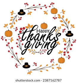 Happy thanksgiving day. Vector banner, greeting card with text Happy thanksgiving day