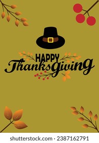 Happy thanksgiving day. Vector banner, greeting card with text Happy thanksgiving day