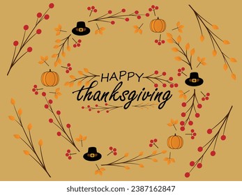 Happy thanksgiving day. Vector banner, greeting card with text Happy thanksgiving day