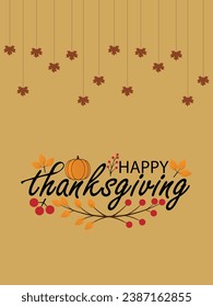 Happy thanksgiving day. Vector banner, greeting card with text Happy thanksgiving day