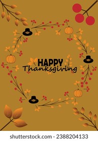 Happy thanksgiving day. Vector banner, greeting card with text Happy thanksgiving day