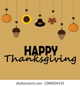 Happy thanksgiving day. Vector banner, greeting card with text Happy thanksgiving day