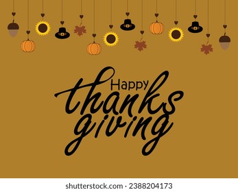 Happy thanksgiving day. Vector banner, greeting card with text Happy thanksgiving day