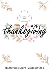Happy thanksgiving day. Vector banner, greeting card with text Happy thanksgiving day