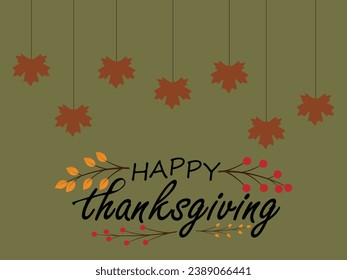 Happy thanksgiving day. Vector banner, greeting card with text Happy thanksgiving day