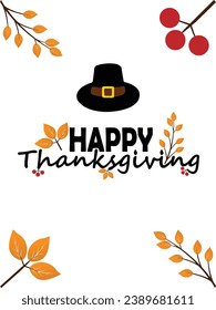 Happy thanksgiving day. Vector banner, greeting card with text Happy thanksgiving day