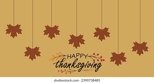 Happy thanksgiving day. Vector banner, greeting card with text Happy thanksgiving day