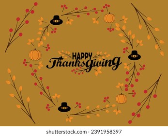 Happy thanksgiving day. Vector banner, greeting card with text Happy thanksgiving day