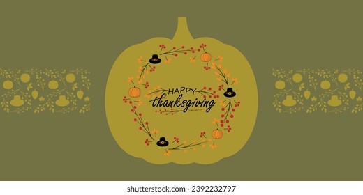 Happy thanksgiving day. Vector banner, greeting card with text Happy thanksgiving day