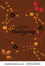 Happy thanksgiving day. Vector banner, greeting card with text Happy thanksgiving day