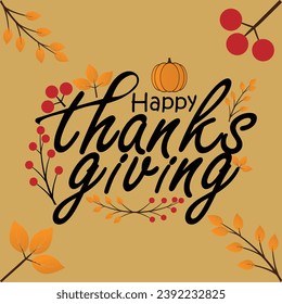 Happy thanksgiving day. Vector banner, greeting card with text Happy thanksgiving day