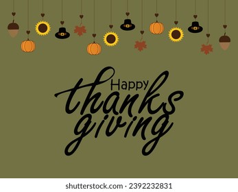 Happy thanksgiving day. Vector banner, greeting card with text Happy thanksgiving day