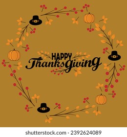 Happy thanksgiving day. Vector banner, greeting card with text Happy thanksgiving day