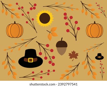 Happy thanksgiving day. Vector banner, greeting card with text Happy thanksgiving day