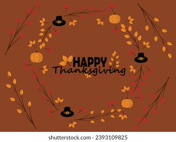 Happy thanksgiving day. Vector banner, greeting card with text Happy thanksgiving day