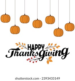Happy thanksgiving day. Vector banner, greeting card with text Happy thanksgiving day