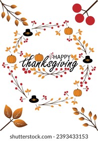 Happy thanksgiving day. Vector banner, greeting card with text Happy thanksgiving day