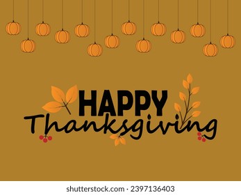 Happy thanksgiving day. Vector banner, greeting card with text Happy thanksgiving day