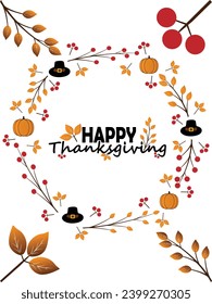 Happy thanksgiving day. Vector banner, greeting card with text Happy thanksgiving day