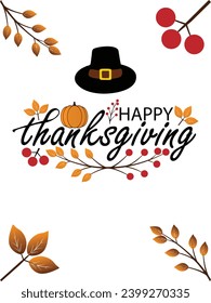 Happy thanksgiving day. Vector banner, greeting card with text Happy thanksgiving day