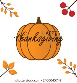 Happy thanksgiving day. Vector banner, greeting card with text Happy thanksgiving day