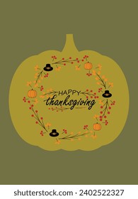 Happy thanksgiving day. Vector banner, greeting card with text Happy thanksgiving day