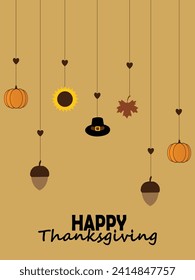 Happy thanksgiving day. Vector banner, greeting card with text Happy thanksgiving day
