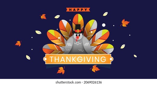 Happy Thanksgiving Day vector design, turkey, Vector illustration. 