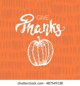 Happy Thanksgiving day. Vector greeting card. Thanksgiving pumpkin vector silhouette. Vector illustration.