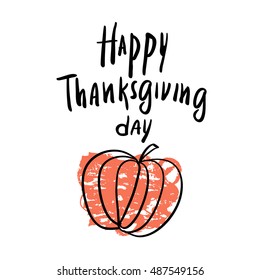 Happy Thanksgiving day. Vector greeting card. Thanksgiving pumpkin vector silhouette. Vector illustration.