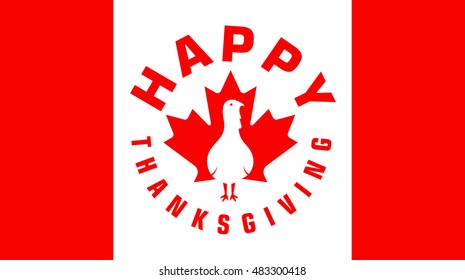 Happy Thanksgiving Day Vector Icon On Canadian Flag For Web And Mobile