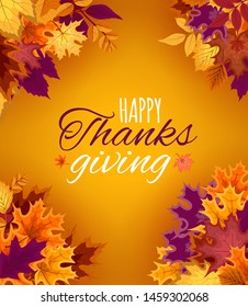 Happy Thanksgiving Day Vector Illustration Autumn Background with Falling Autumn Leaves. EPS10