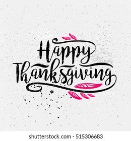 Happy Thanksgiving Day Vector Illustration. black text on a gray background. design elements, pattern.