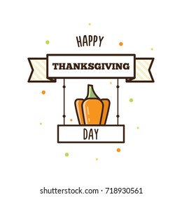 Happy Thanksgiving Day. Vector illustration of a pumpkin.