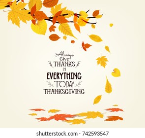 Happy Thanksgiving Day. Vector Illustration of an Autumn Design. Autumn tree background