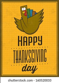Happy Thanksgiving Day / Vintage Typographic Poster With Retro Background