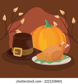 happy thanksgiving design with thanksgiving items