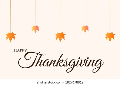 Happy Thanksgiving Eat, Drink and be Thankful quote holiday party poster or greeting text design template. Vector Thanksgiving fall pumpkin and falling autumn maple leaf on white background