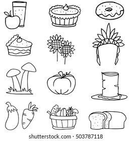 Happy thanksgiving element on doodles vector art