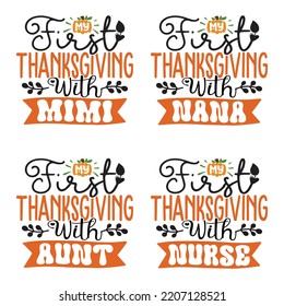 Happy Thanksgiving, Happy Fall T shirt and SVG design bundle. autumn thanksgiving bundle, hello fall pumpkin designs. Thanksgiving Quotes t shirt Design, Vector EPS Editable Files Bundle.